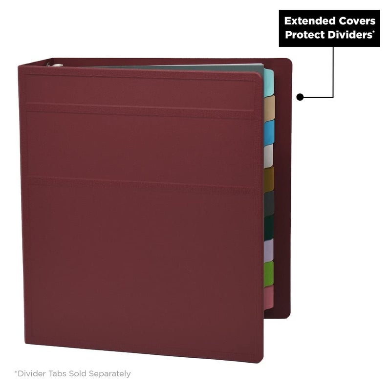 Carstens 3-Inch Heavy Duty 3-Ring Binder - Side Opening, Wine, Durable Plastic, Precision No-Gap Rings, Waterproof Cover, No Pockets, Holds 400 US Letter Sheets, BPA-Free, Made in USA (1743-3R) - Image 3